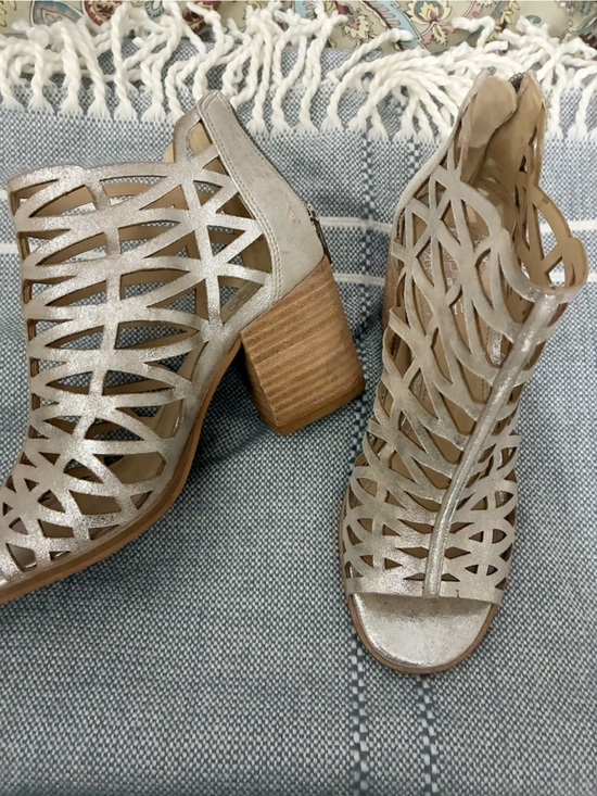 Vince Camuto Shoes - Vince Camuto Pewter Block Heel Sandals